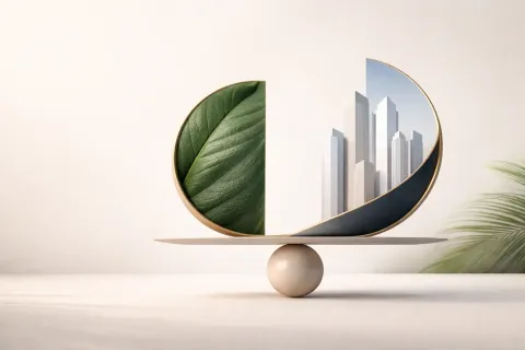 Balans între guvernanță și sustenabilitate (ESG) într-un context de business.